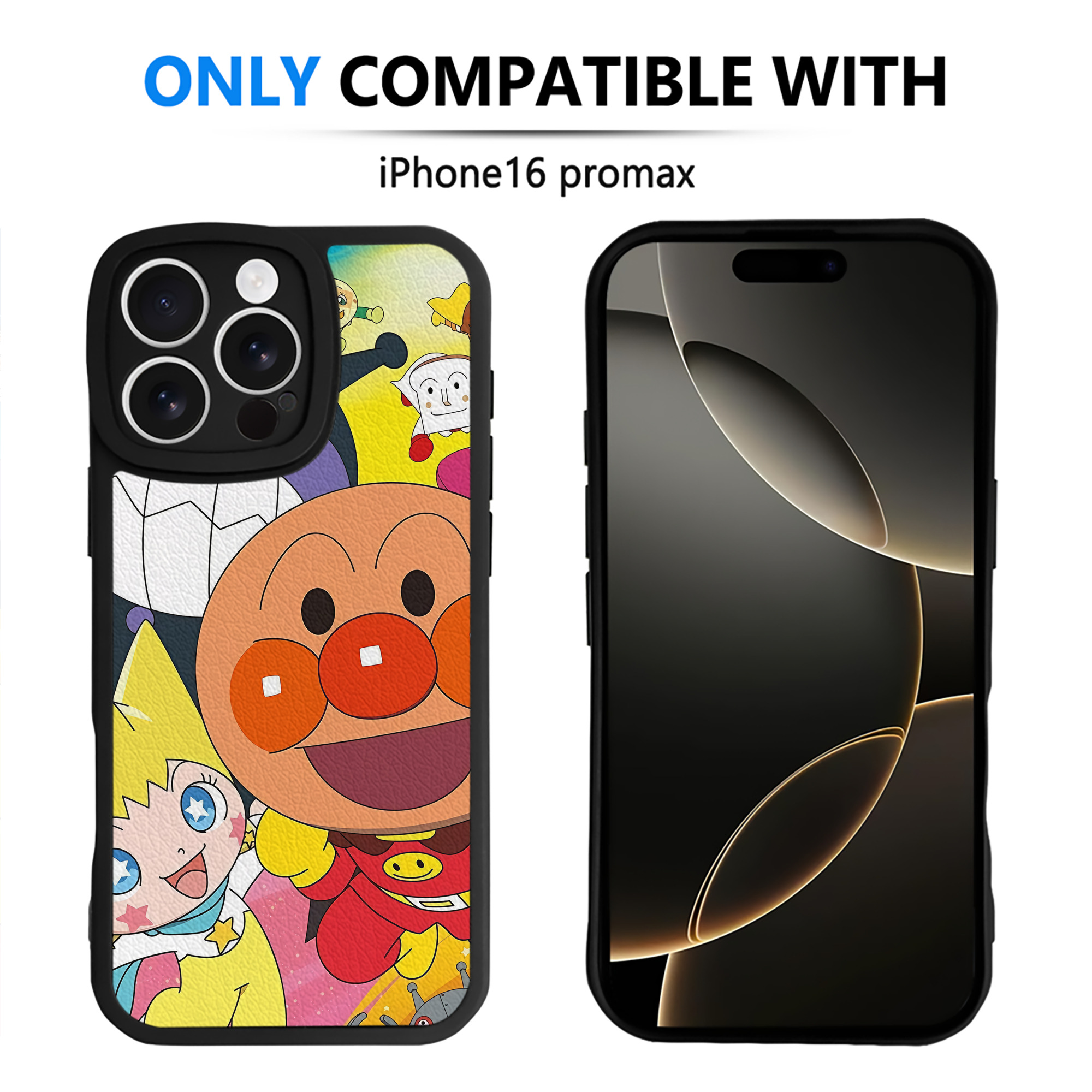 （画像用） アンパンマン Anpanman 【iPhone 16シリーズ対応】シリコンスマホケース（レザー調） 材質：シリコン